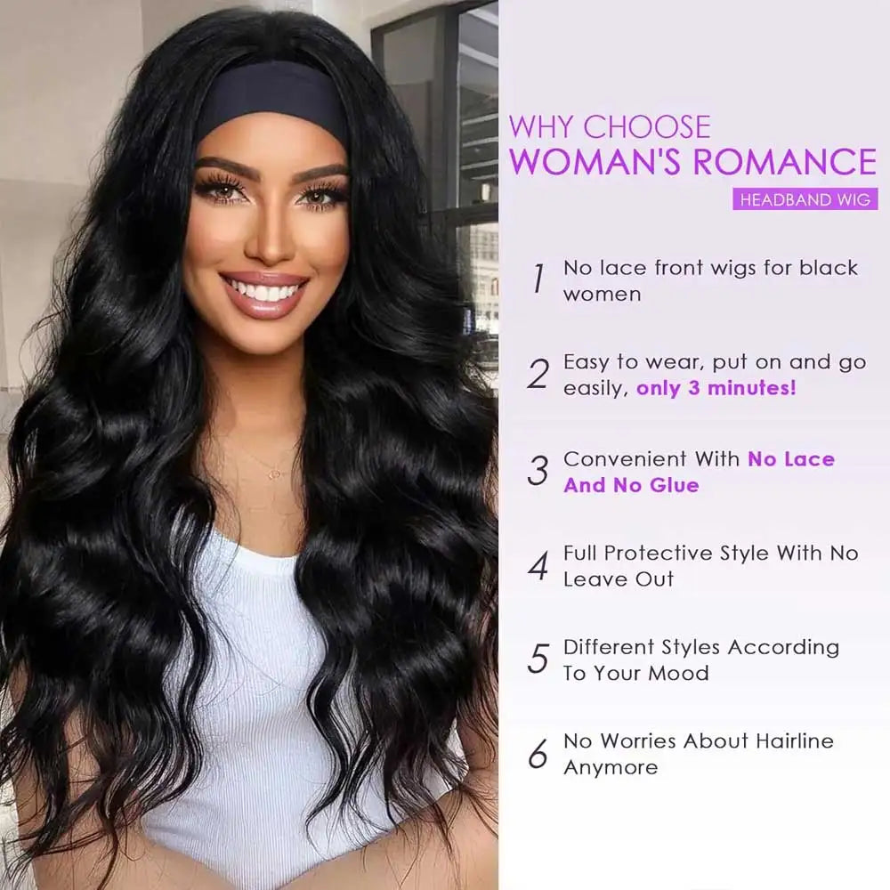 26 Inch Headband Wig Human Hair Body Wave Wig 200% Density Remy Human Hair Wigs For Black Women Brazilian Ready To Wear Wig