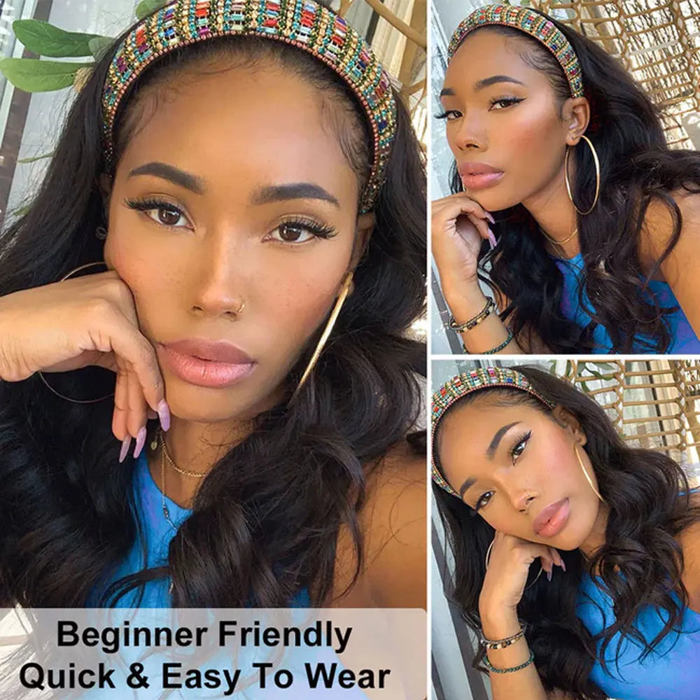 26 Inch Headband Wig Human Hair Body Wave Wig 200% Density Remy Human Hair Wigs For Black Women Brazilian Ready To Wear Wig